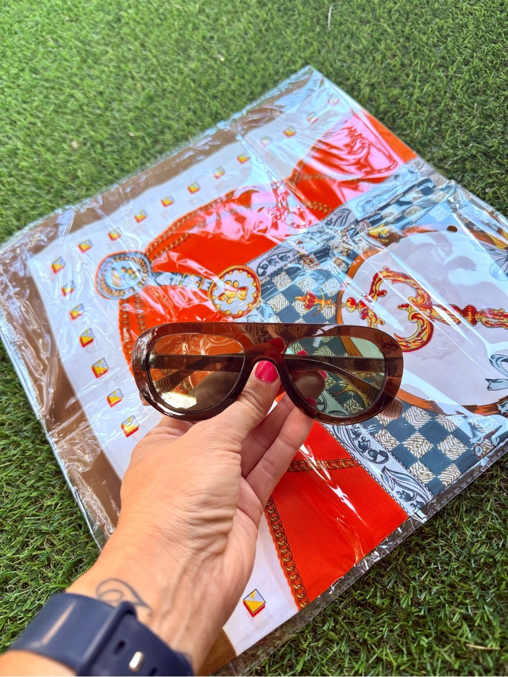 Scarf and sunglasses